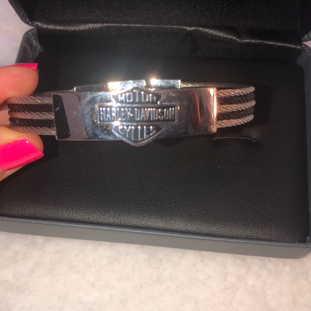 Mens Harley Davidson stainless steel cable bracelet with box - FREE SHIPPING - Picture 3 of 12